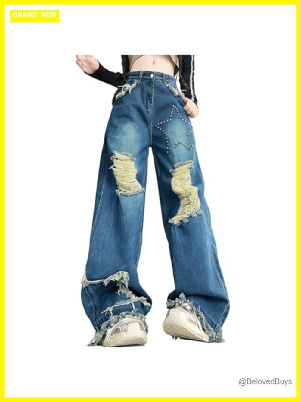Grunge Y2K Punk High Waist Wide Leg Denim Pants